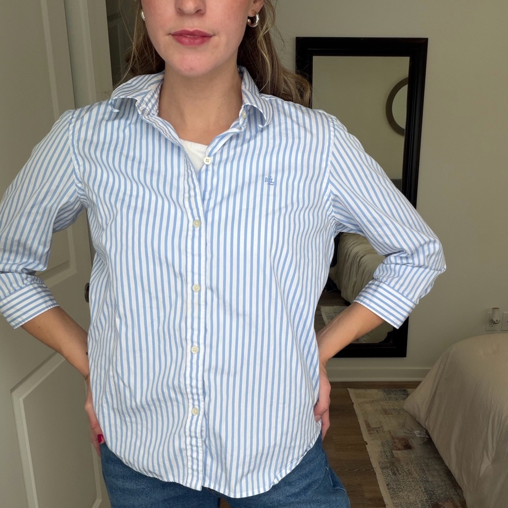 Ralph Lauren Blue and White Striped Shirt